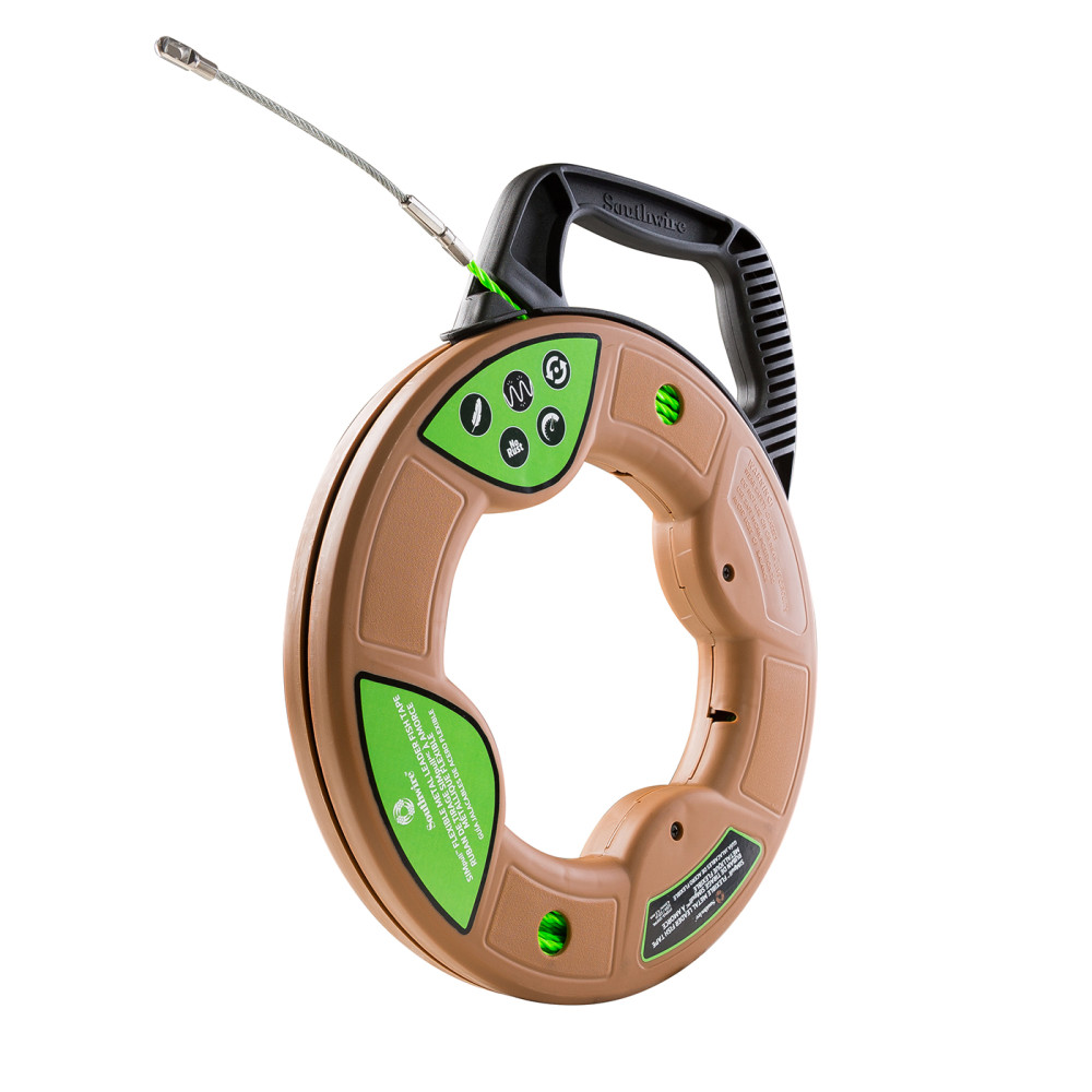 Southwire SIMPULL Fish Tape 4.5mm 125′ Flexible Metal Leader Large Case - Ascmtools