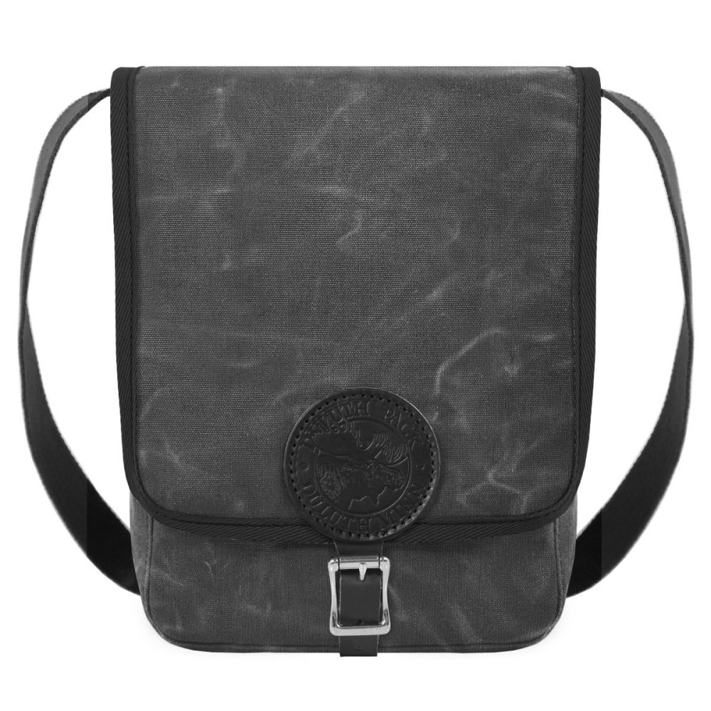 Duluth Pack 6 Liter Capacity Waxed Grey Haversack With Cotton Web Trim - Ascmtools