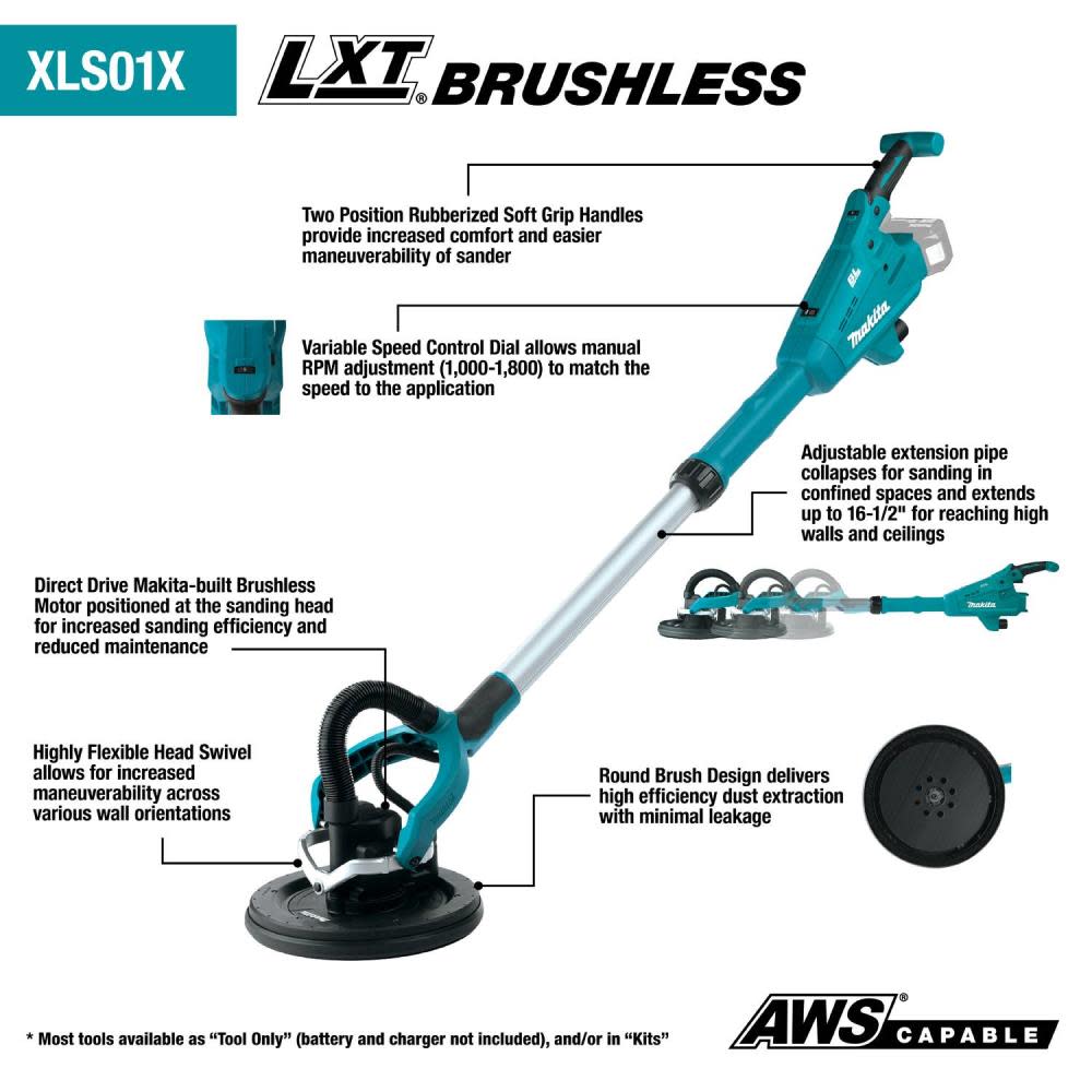 Makita 18V LXT 9″ Drywall Sander Bare Tool - Ascmtools