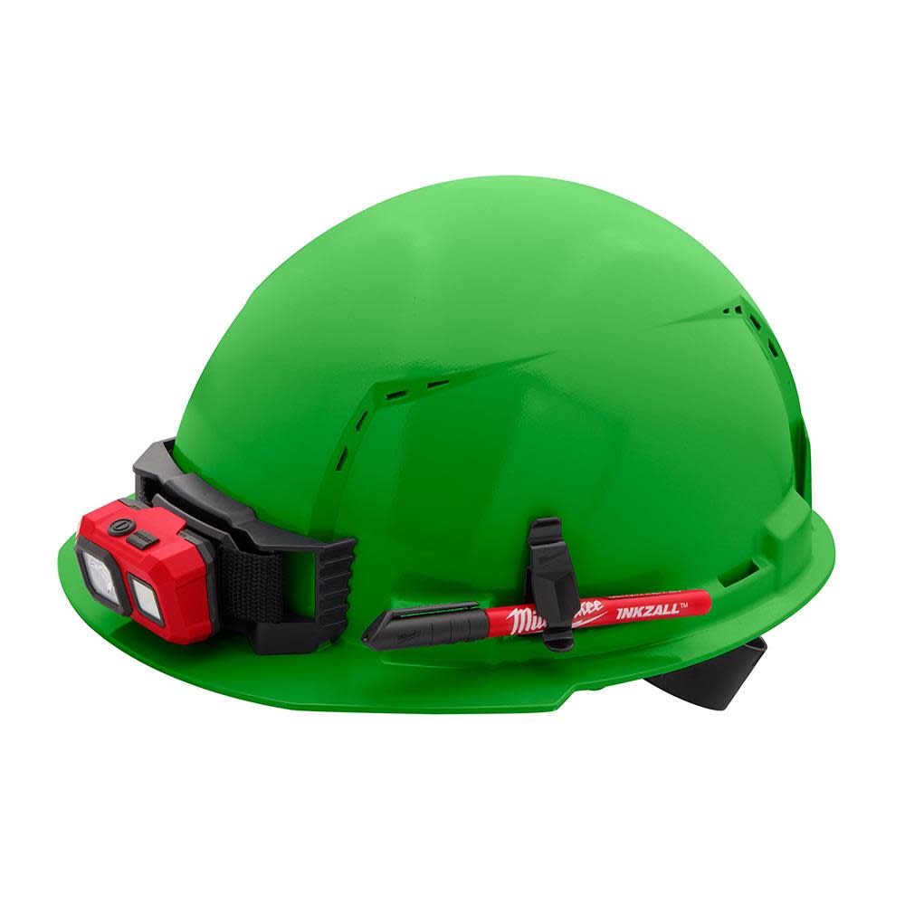 Milwaukee Hard Hat Green Front Brim Vented with 4pt Ratcheting Suspension Type 1 Class C - Ascmtools