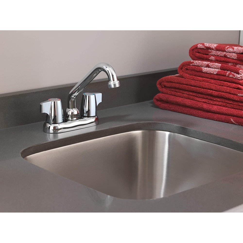 Moen Chateau Utility Laundry Faucet Chrome 2 Handle 4″ Low Arc - Ascmtools