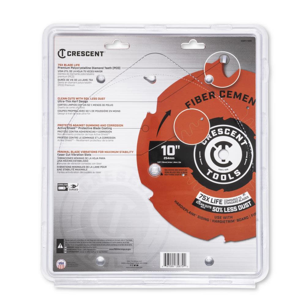 Crescent APEX Circular Saw Blade 10″ x 6 Tooth Fiber Cement - Ascmtools