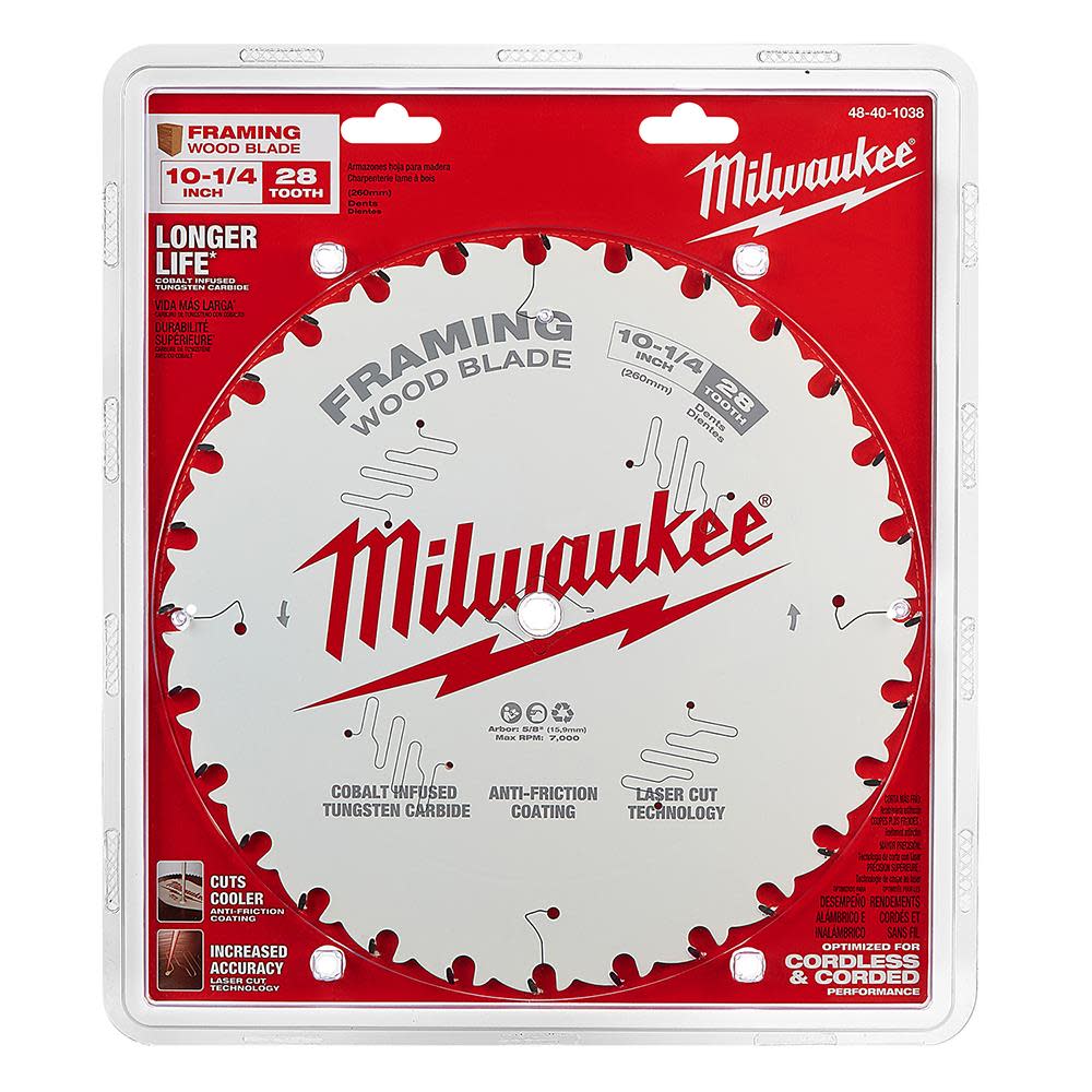 Milwaukee 10-1/4 in. 28T Framing Circular Saw Blade - Ascmtools