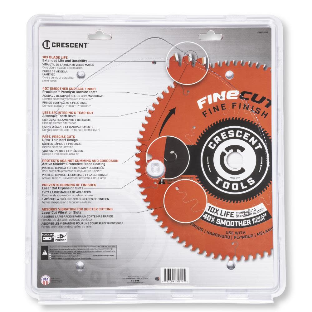 Crescent Circular Saw Blade 12″ x 80 Tooth Fine Cut Fine Finishing - Ascmtools