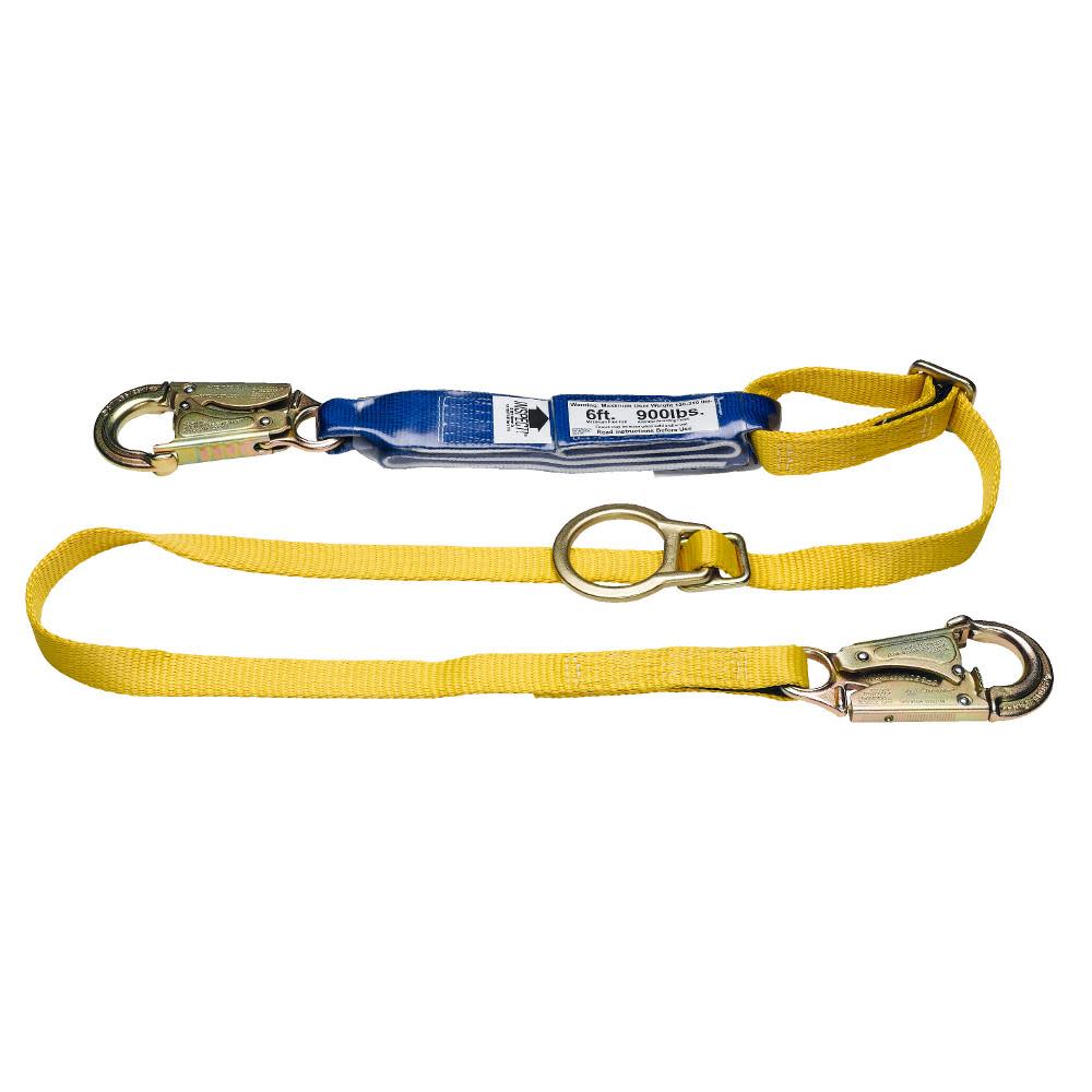Werner 6 Ft. DeCoil Tie-Back Adjustable Single Leg Lanyard (DCELL Shock Pack Snaphook 1 in Web) - Ascmtools