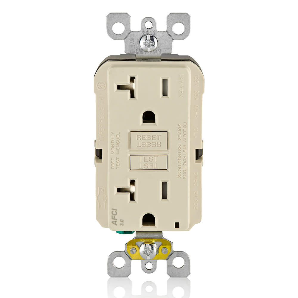 Leviton SmartlockPro AFCI Outlet 20A 125V Duplex Light Almond - Ascmtools