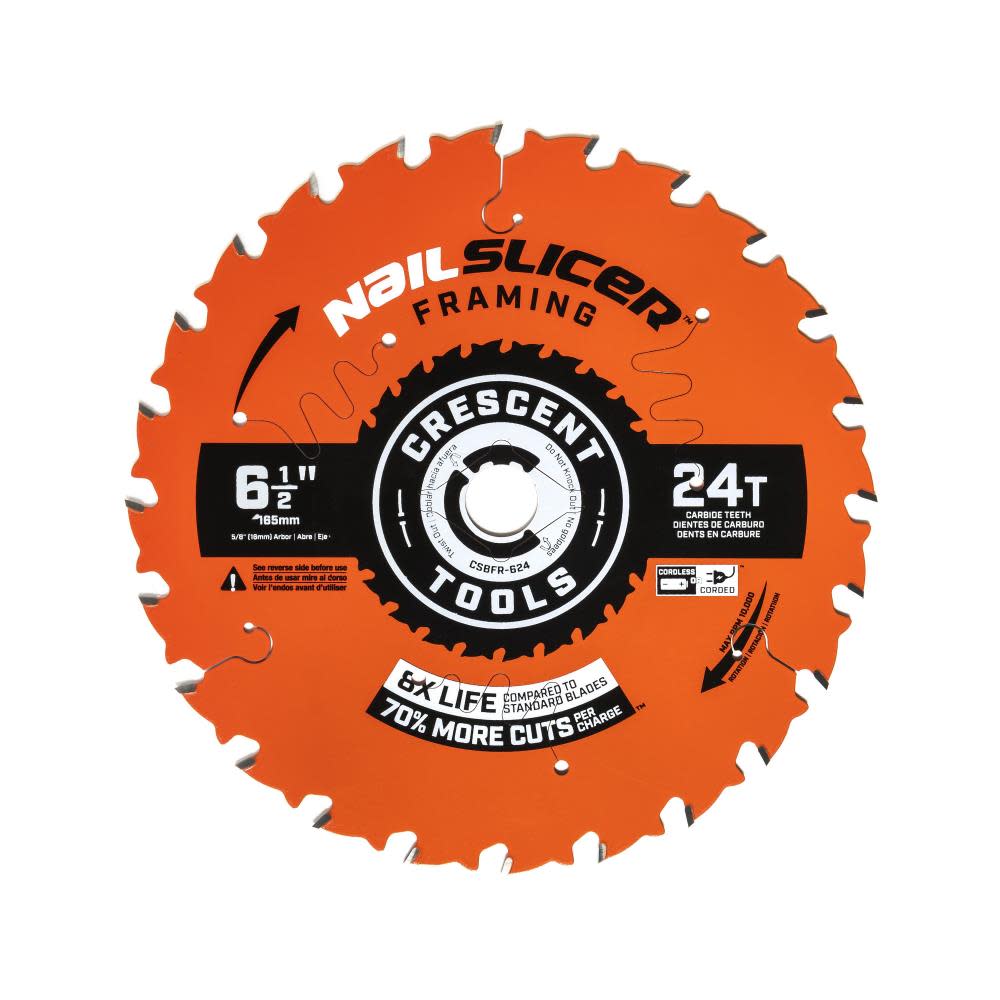 Crescent Nail Slicer Circular Saw Framing Blade 6 1/2″ x 24T - Ascmtools