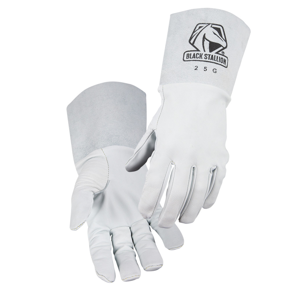 Black Stallion Pearl White Grain Goatskin TIG Gloves Large - Ascmtools