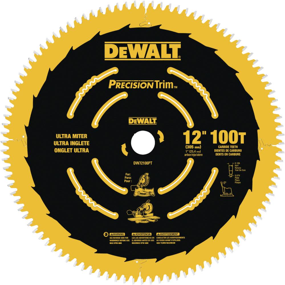 DEWALT 12-in 100T Ultra-Smooth Crosscutting Saw Blade - Ascmtools