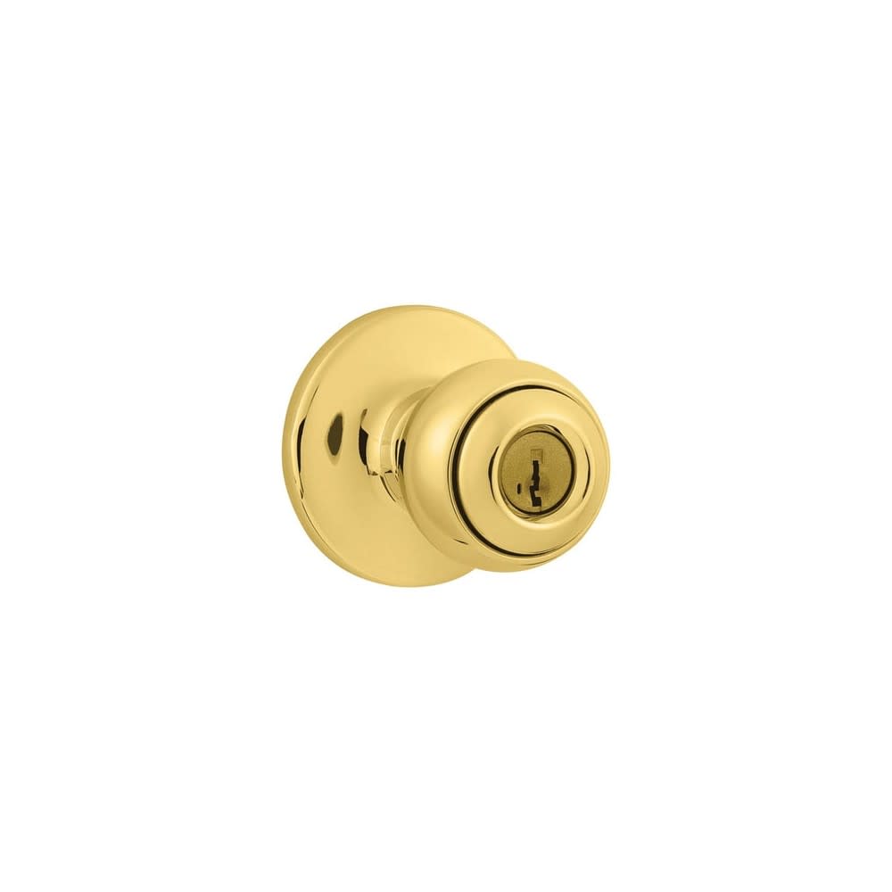 Kwikset Polo Door Knob SmartKey Polished Brass Keyed Entry Round - Ascmtools