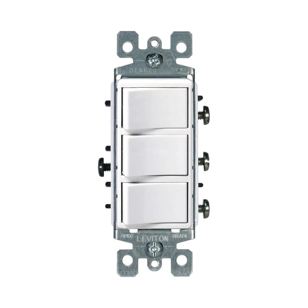 Leviton Decora Triple Combination Rocker Switch 120V White 1 Pole - Ascmtools
