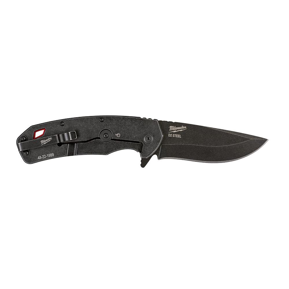 Milwaukee 3.5 in. HARDLINE Smooth Recurve Drop Point Blade Pocket Knife - Ascmtools