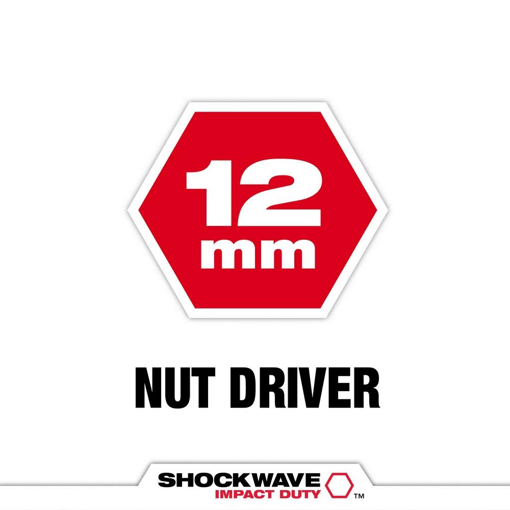 Milwaukee SHOCKWAVE Impact Duty 12MM x 2 9/16″ Magnetic Nut Driver 10pk - Ascmtools