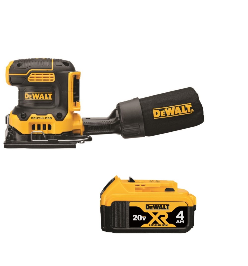 DEWALT 20V MAX XR 1/4 Sheet Sander with 4Ah Battery Bundle - Ascmtools