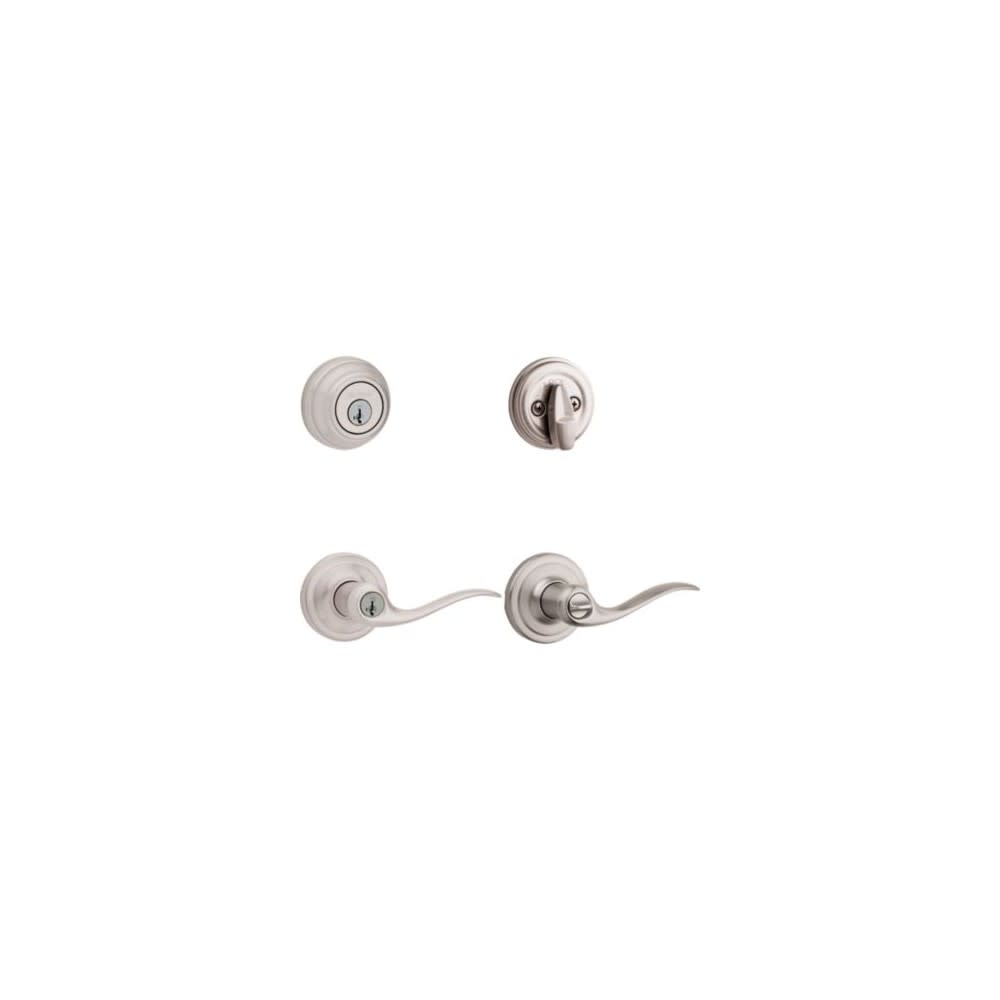 Kwikset Satin Nickel Tustin Door Lever & Single Cylinder Deadbolt Set - Ascmtools