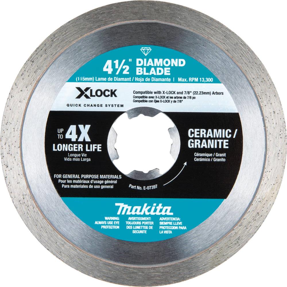 Makita X-LOCK 4-1/2″ Continuous Rim Diamond Blade for Ceramic and Granite Cutting - Ascmtools