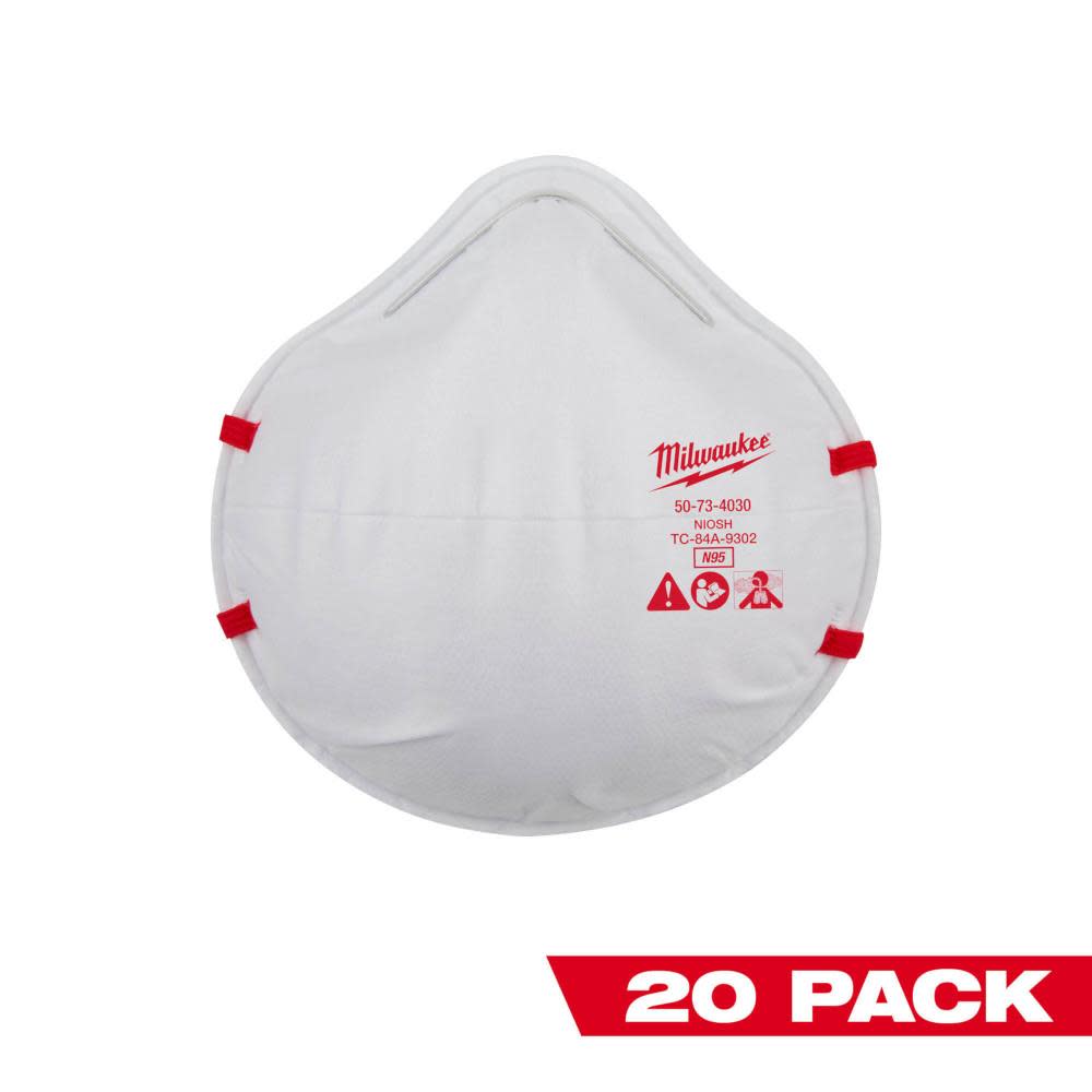 Milwaukee N95 Respirator 20pk - Ascmtools