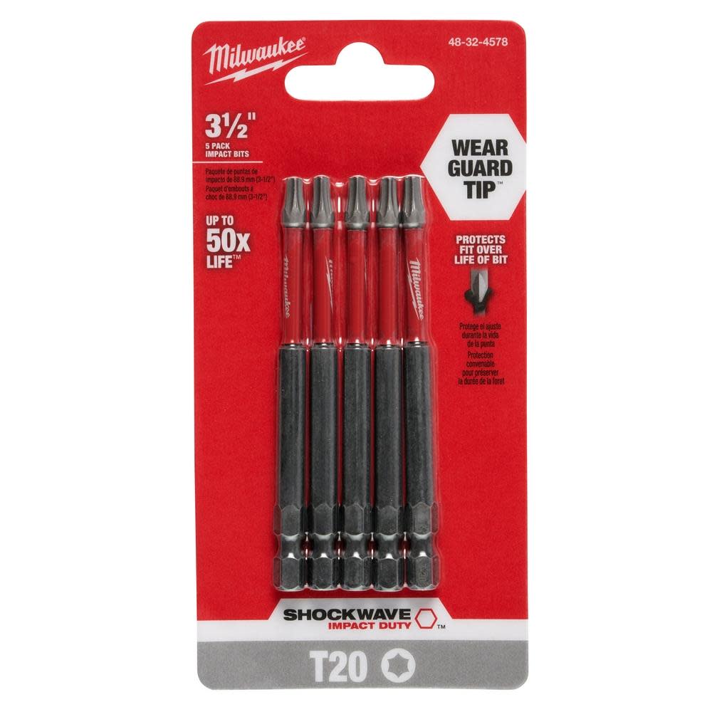 Milwaukee SHOCKWAVE 3.5 in. T20 Impact Driver Bits 5PK - Ascmtools