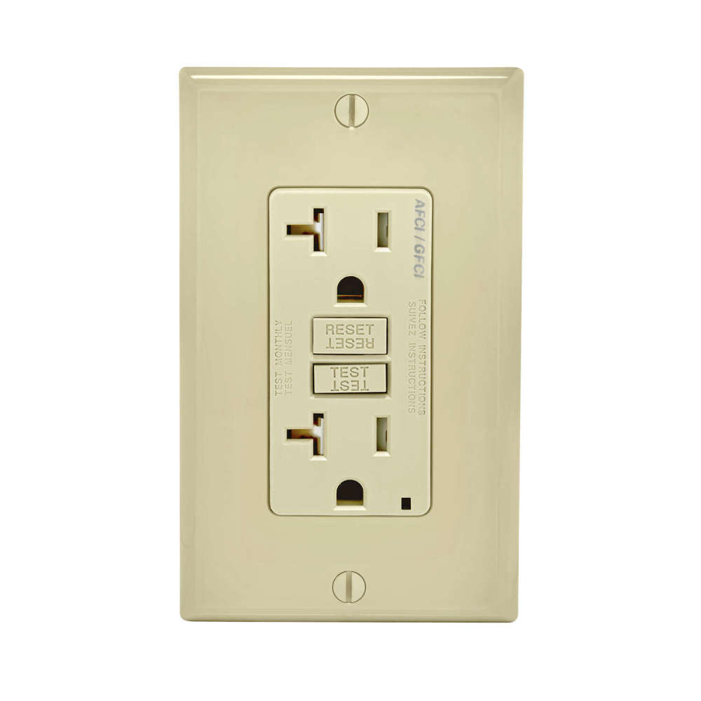 Leviton SmartlockPro Outlet 20A 125V Ivory AFCI/GFCI 2 Function Outlet - Ascmtools