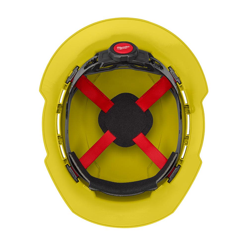 Milwaukee Yellow Full Brim Vented Hard Hat with 4pt Ratcheting Suspension Type 1 Class C - Ascmtools