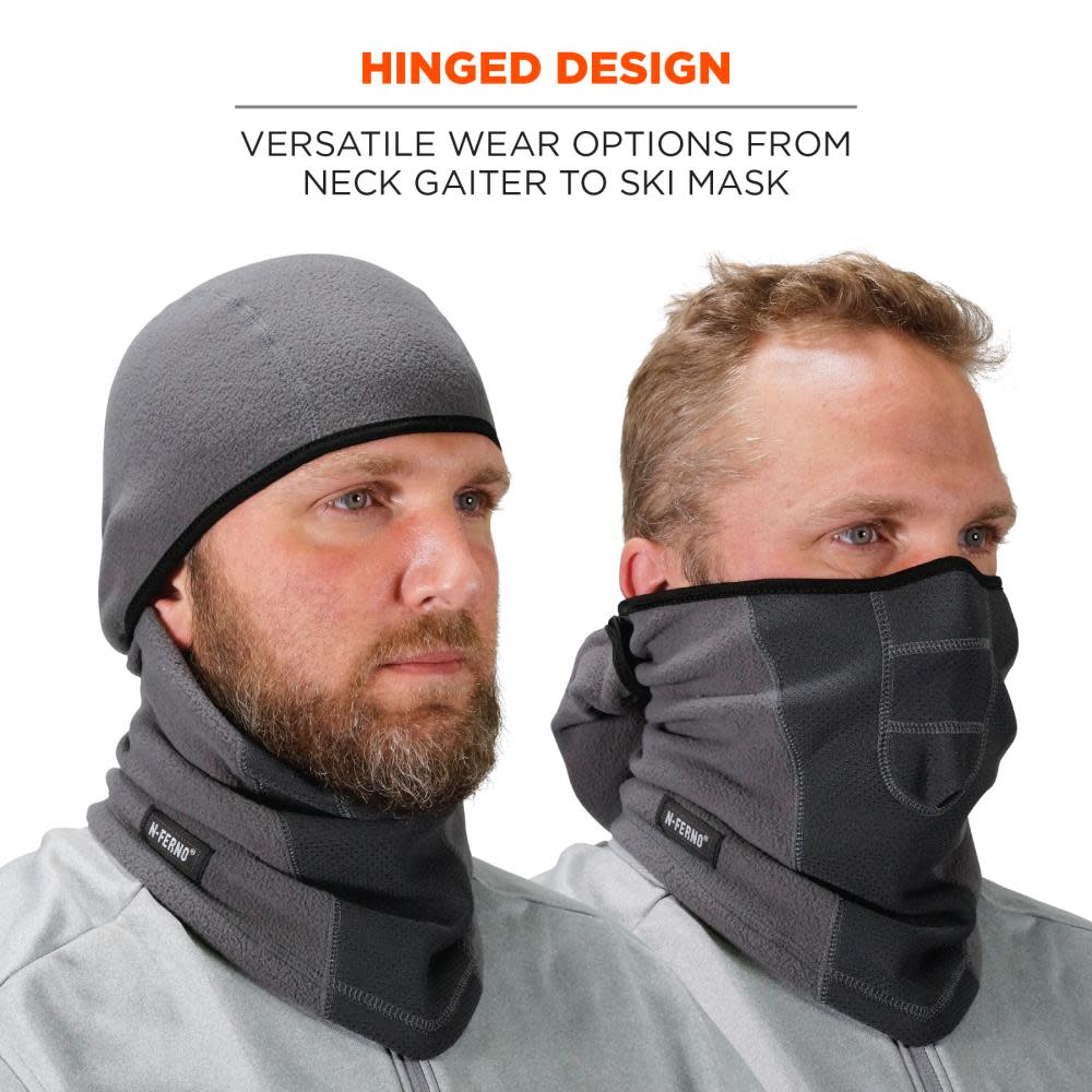 Ergodyne N Ferno 6823 Balaclava Face Mask Windproof Hinged Gray - Ascmtools