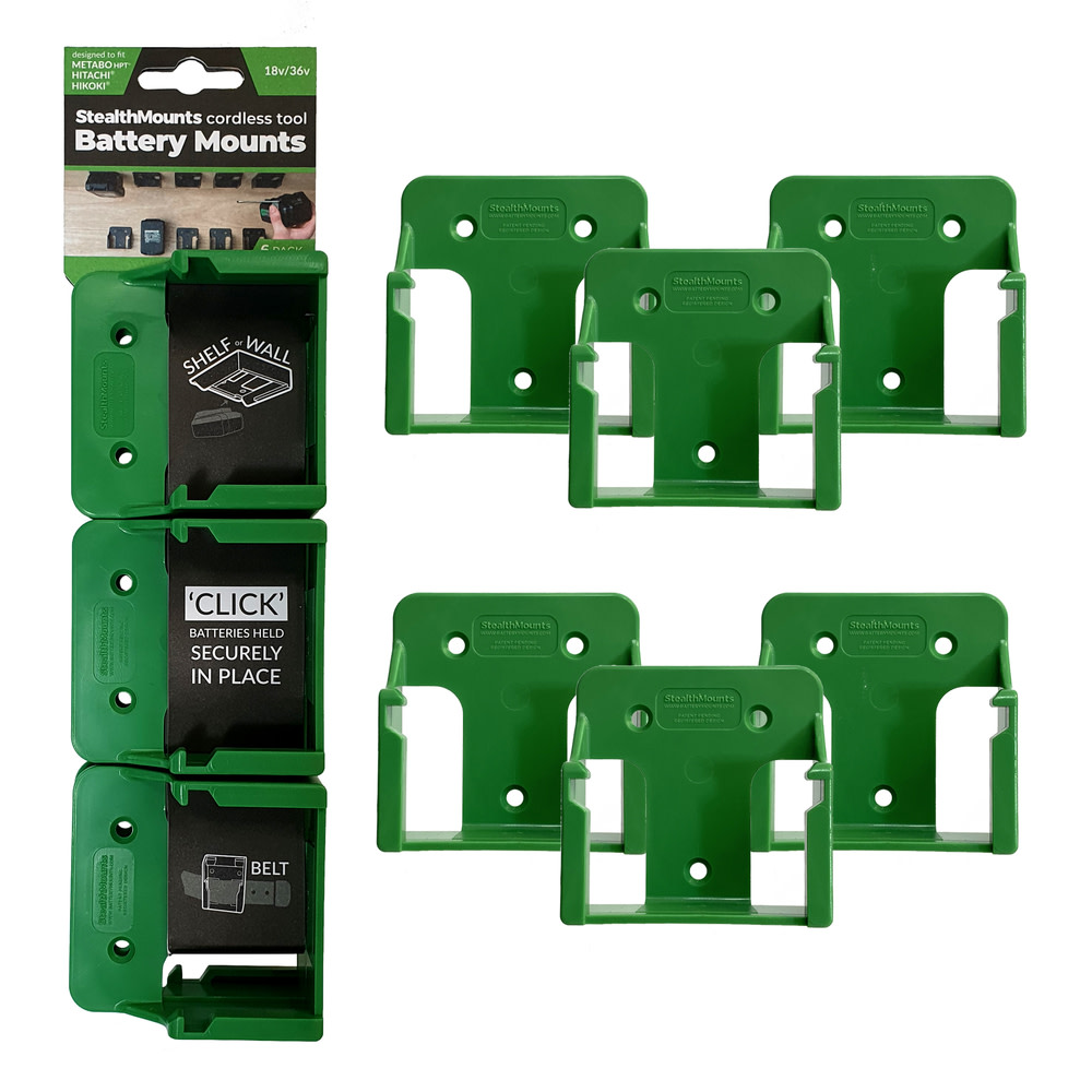 Stealthmounts Green Battery Mount For Metabo HPT Batteries 6pk - Ascmtools