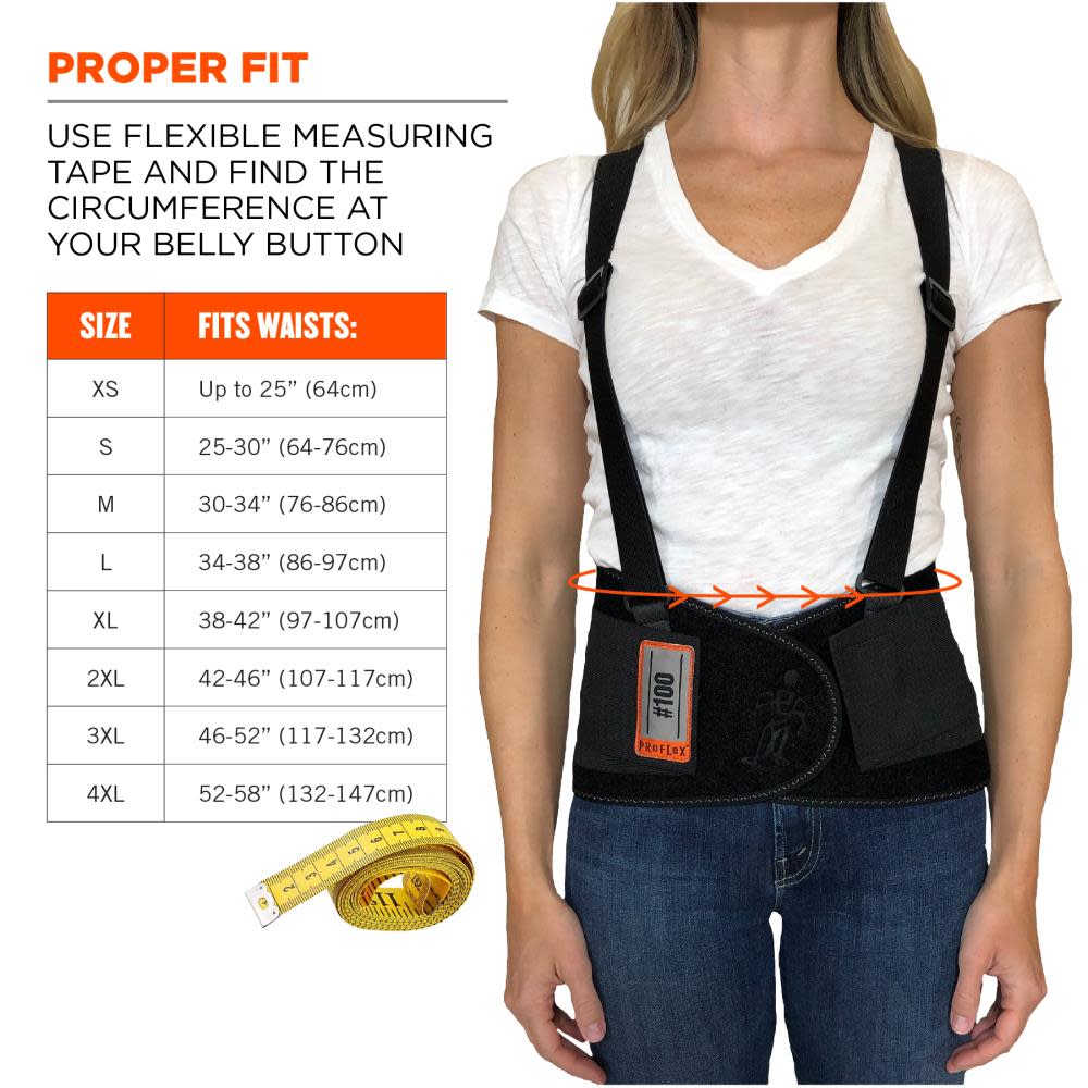 Ergodyne ProFlex 100 2XL Black Economy Back Support - Ascmtools