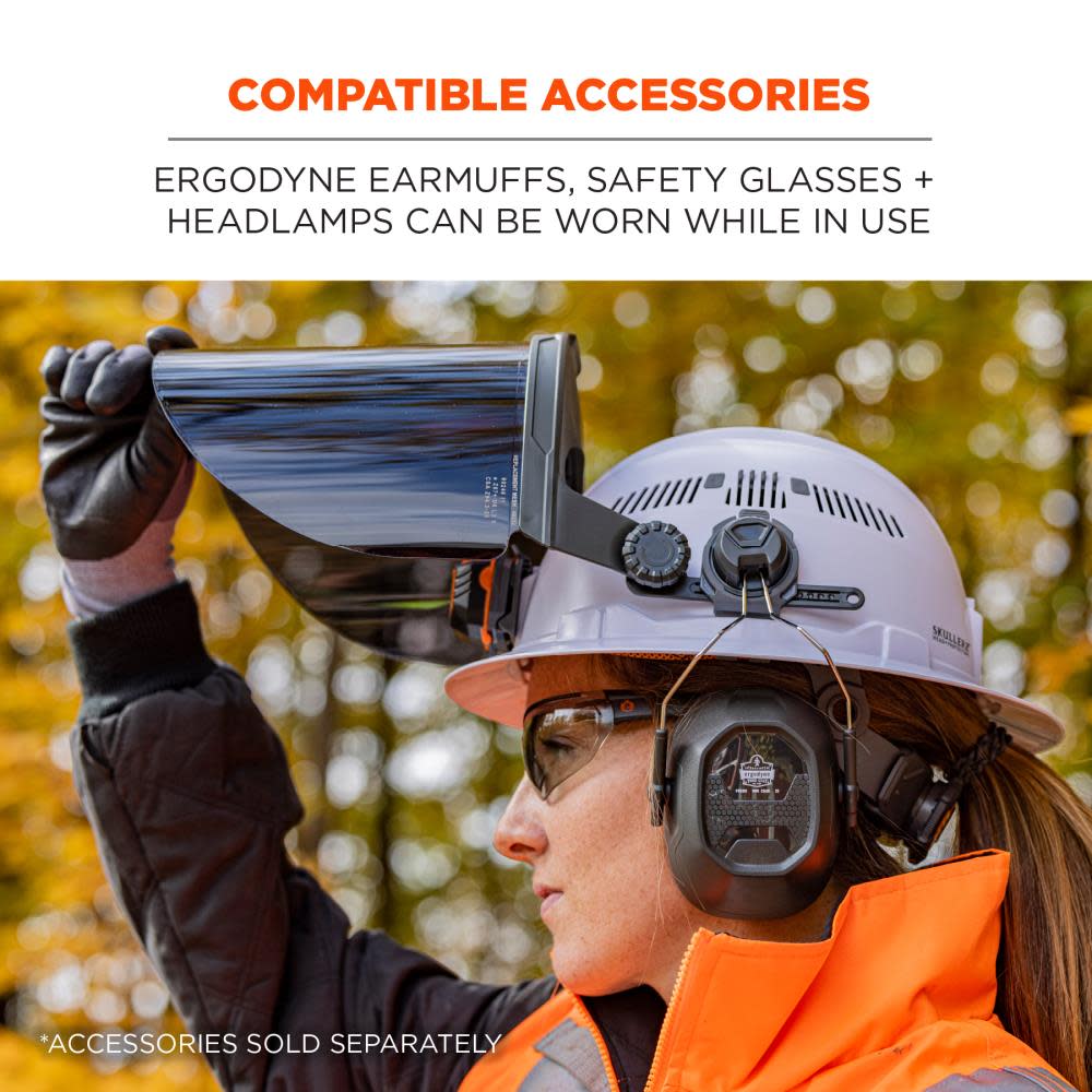 Ergodyne Smoke Lens Gray Hard Hat Face Shield for Full Brim - Ascmtools