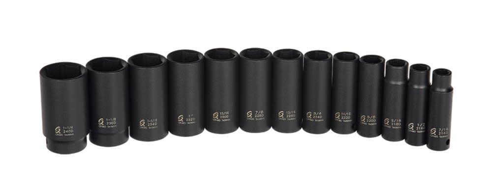 Sunex 13 pc. 1/2 In. Drive SAE Deep Impact Socket Set - Ascmtools