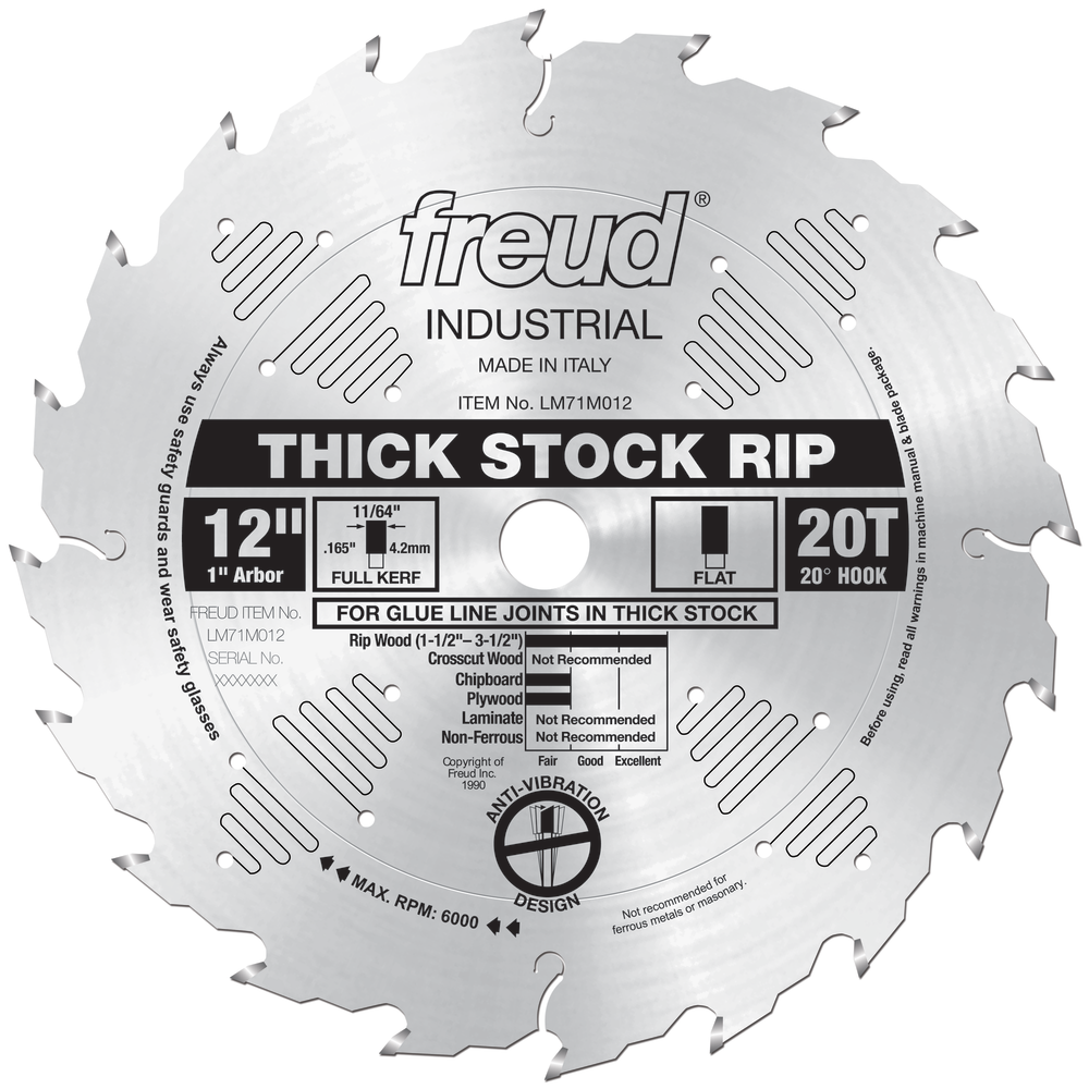 Freud 12″ Thick Stock Rip Blade - Ascmtools