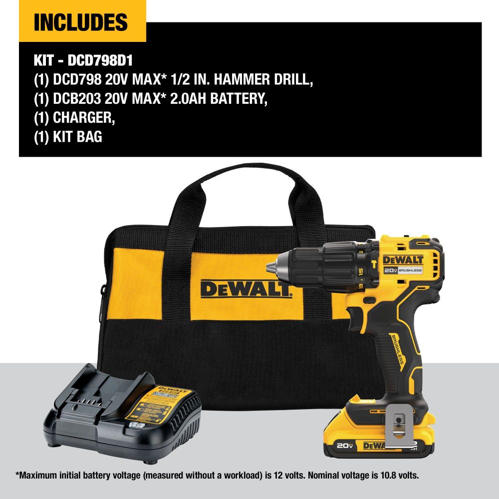 DEWALT 20V MAX 1/2″ Hammer Drill Cordless Kit - Ascmtools