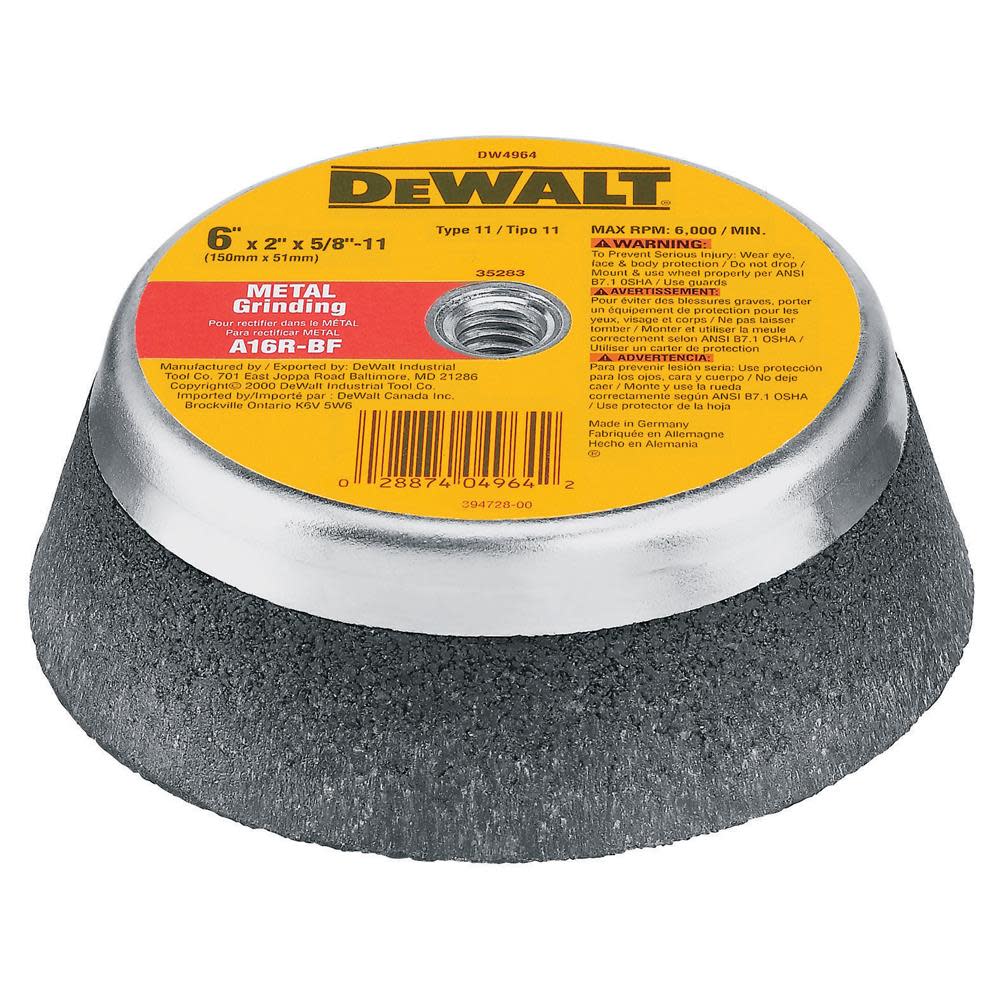 DEWALT 6 In. x 2 In. T11 Metal Grinding Wheel - Ascmtools