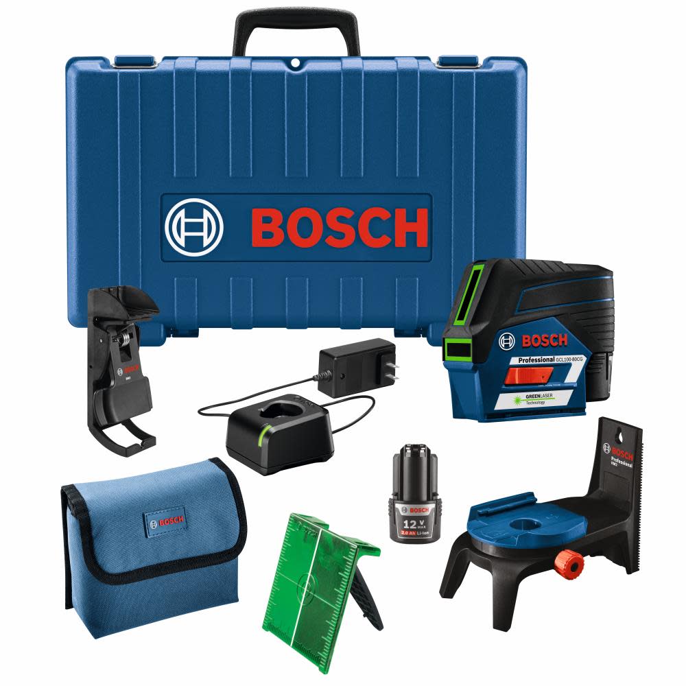 Bosch 12V Max Connected Green-Beam Cross-Line Laser with Plumb Points - Ascmtools