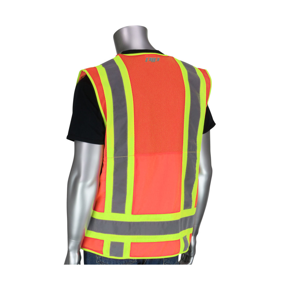Protective Industrial Products Surveyors Tech Vest Hi-Vis Orange Two-Tone Ten Pocket 5X - Ascmtools