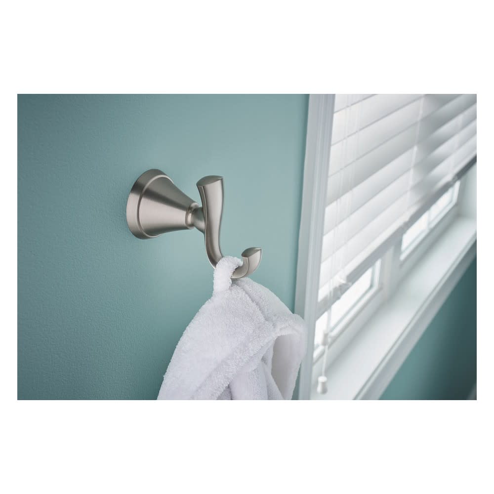 Moen Tiffin Brushed Nickel Robe Hook with Press & Mark Stamp - Ascmtools