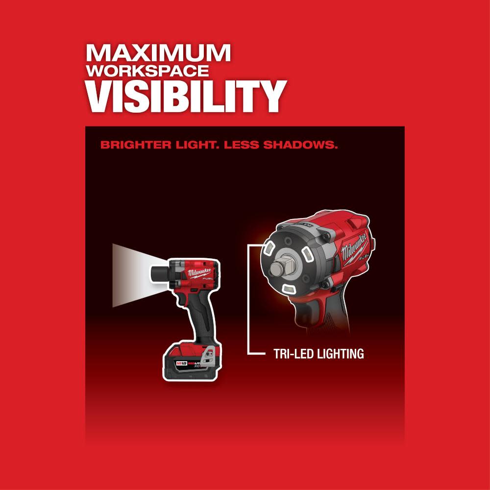 Milwaukee M18 FUEL 1/2 Compact Impact Wrench with Friction Ring Kit - Ascmtools