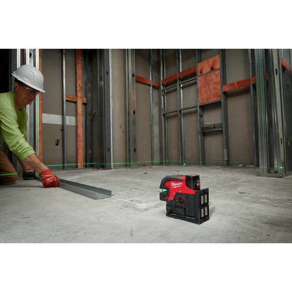 Milwaukee M12 Green Cross Line & 4 Points Laser Kit - Ascmtools