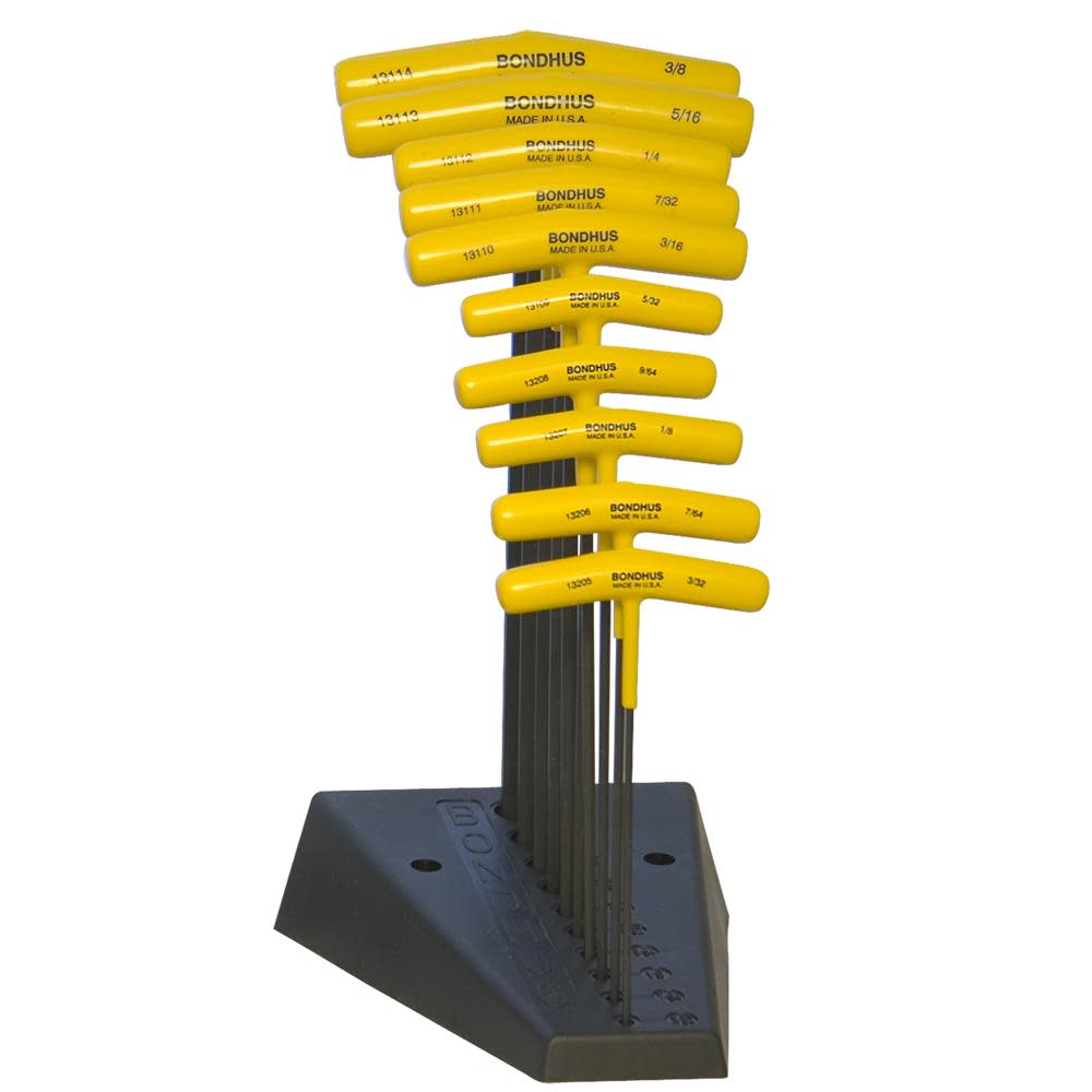 Bondhus 10p Balldrive T-Handle Hex Tool Set 3/32-3/8 - Ascmtools