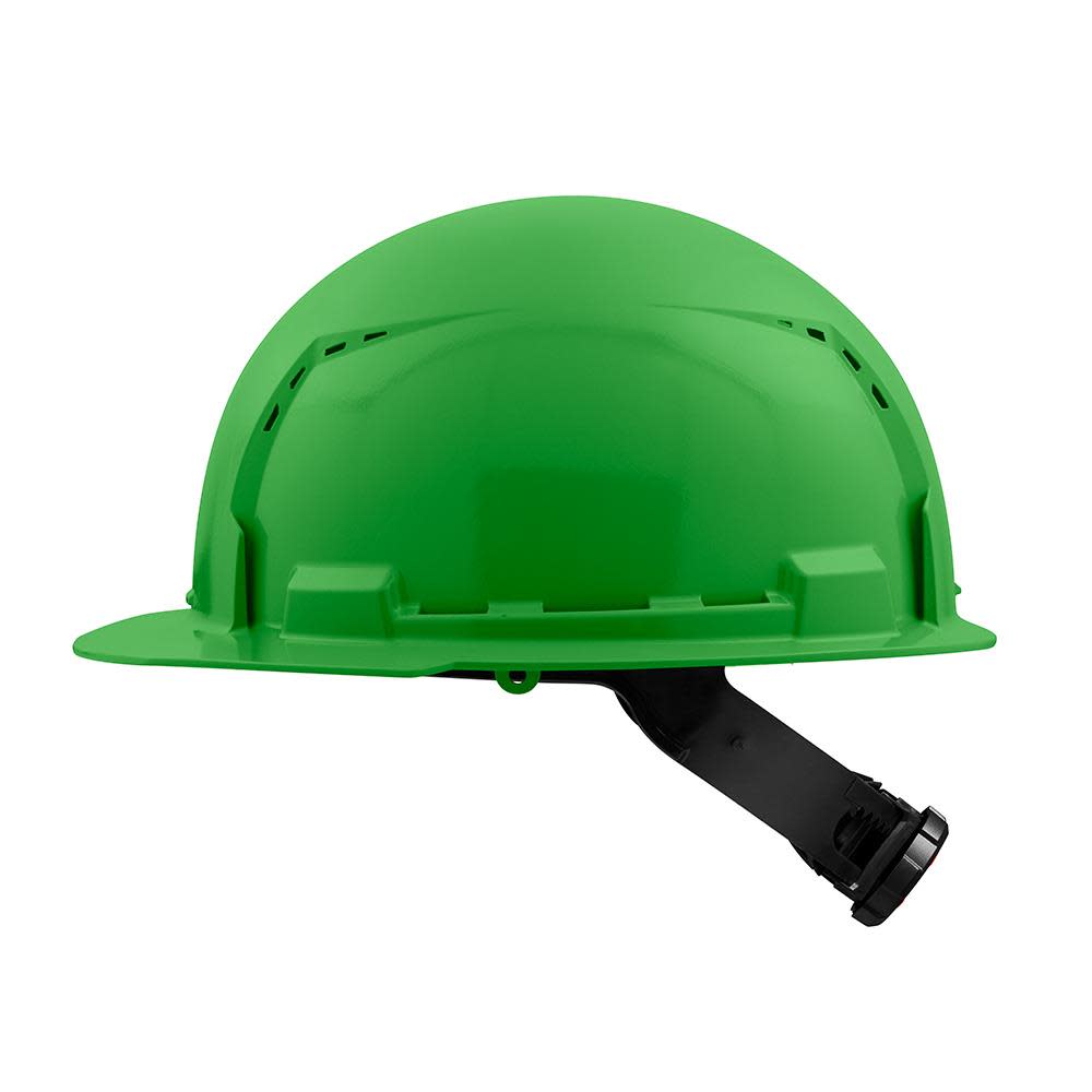 Milwaukee Hard Hat Green Front Brim Vented with 4pt Ratcheting Suspension Type 1 Class C - Ascmtools