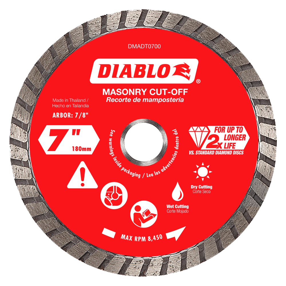 Diablo Tools 7″ Diamond Turbo Cut Off Discs Masonry - Ascmtools