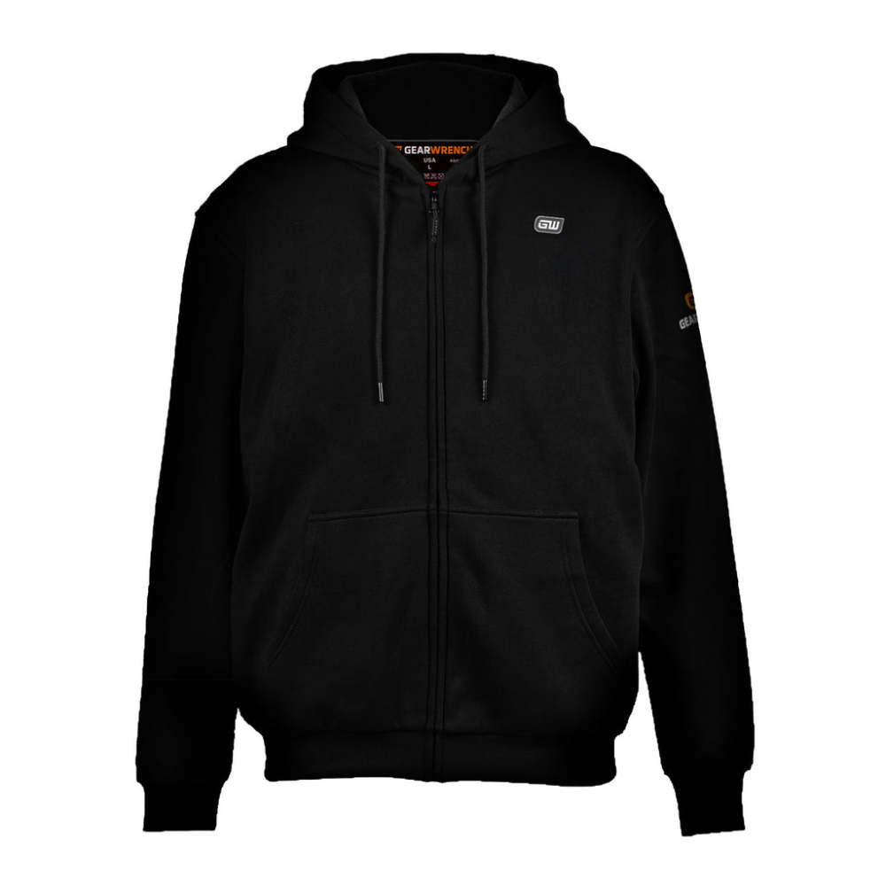 GEARWRENCH Mens Black Heated Full Zip Hoodie Kit Large - Ascmtools