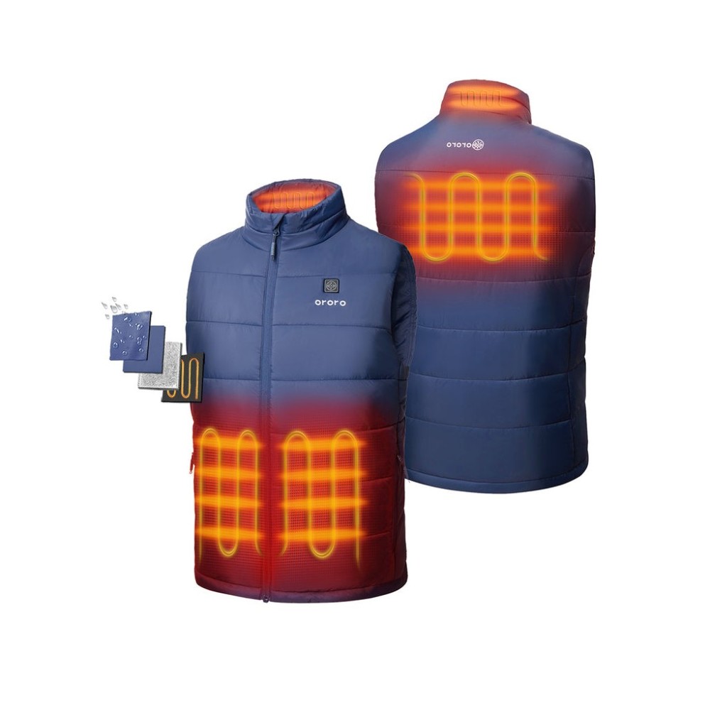 ORORO Mens Navy Blue Classic Heated Vest Kit Medium - Ascmtools