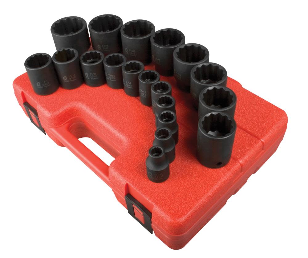 Sunex 1/2 Drive 12pt SAE Impact Socket Set 19 pc. - Ascmtools