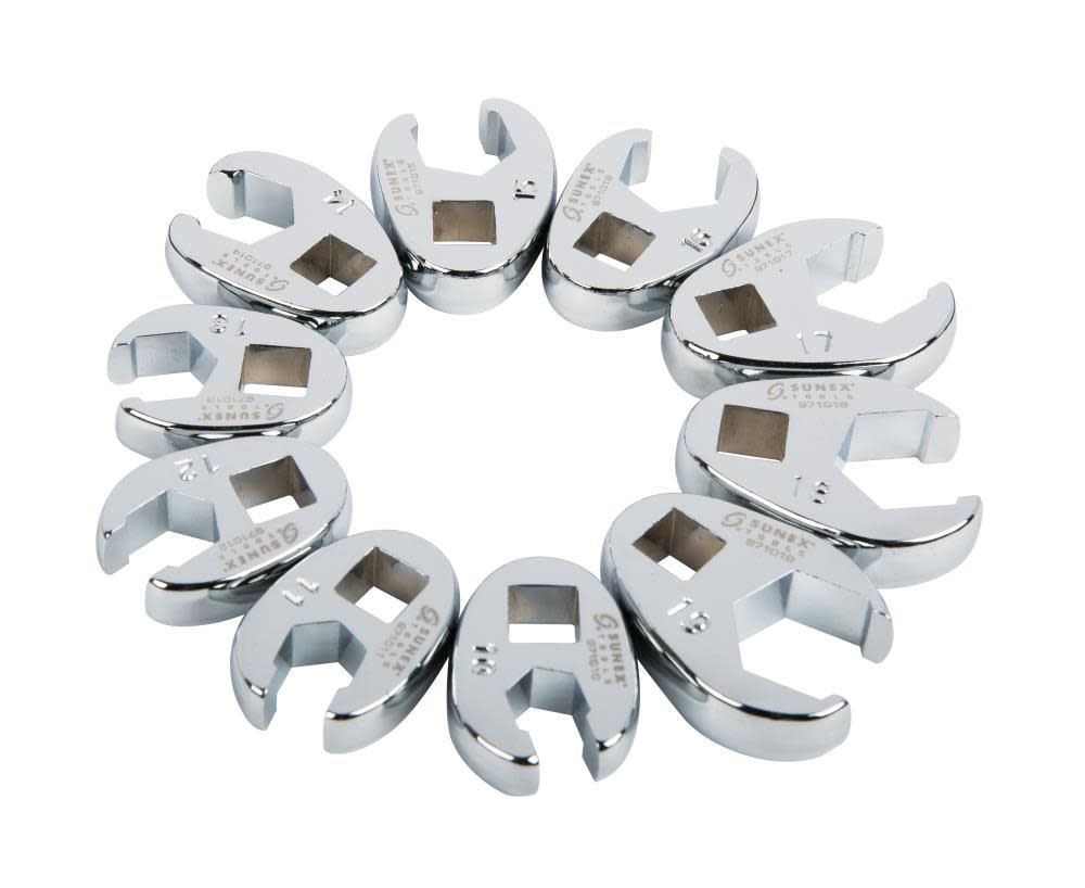 Sunex 3/8 In. Drive Metric Crowfoot Wrench Set 10 pc. - Ascmtools