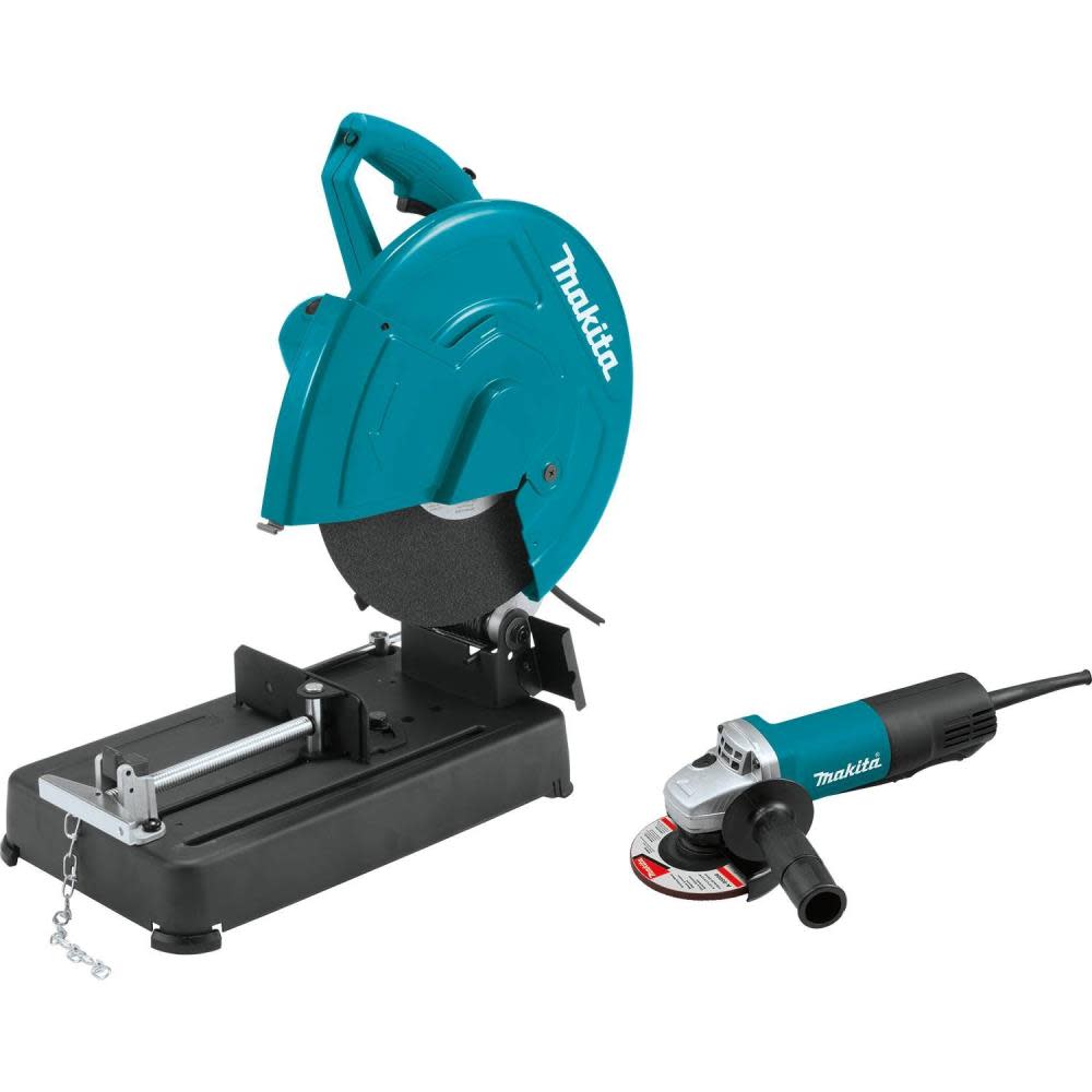 Makita 14 In. Cut-Off Saw with 4-1/2 In. Paddle Switch Angle Grinder - Ascmtools