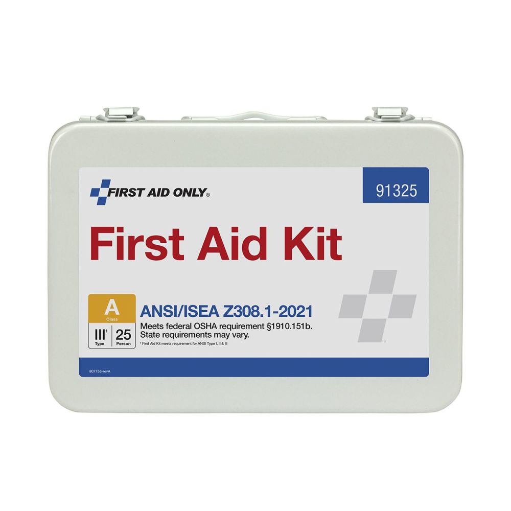 First Aid Only First Aid Kit 25 Person Metal Case ANSI Portable - Ascmtools