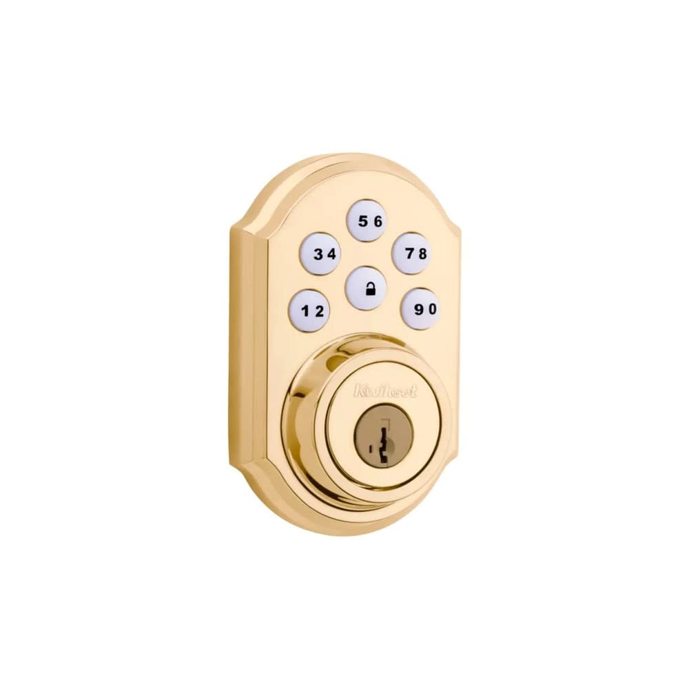 Kwikset Polished Brass Keyless Entry Electronic Single Cylinder Deadbolt - Ascmtools