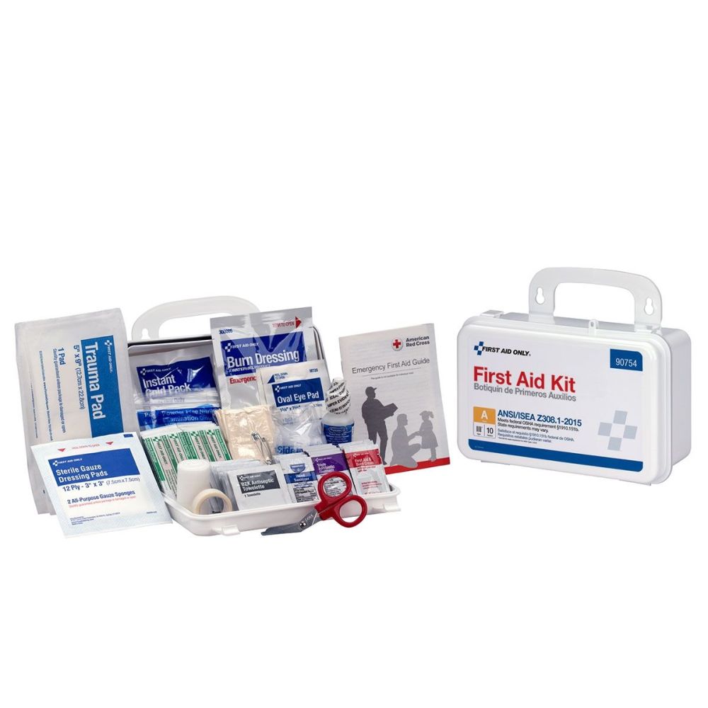 First Aid Only First Aid Kit 10 Person Bulk Plastic Case ANSI A - Ascmtools