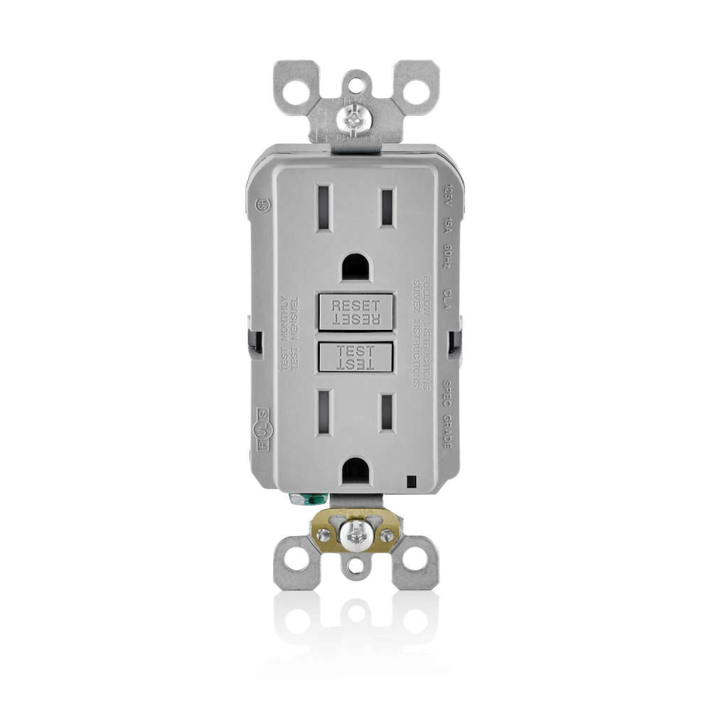 Leviton GFCI Outlet 15A 125V Polycarbonate Nema 5-15R Duplex Gray - Ascmtools