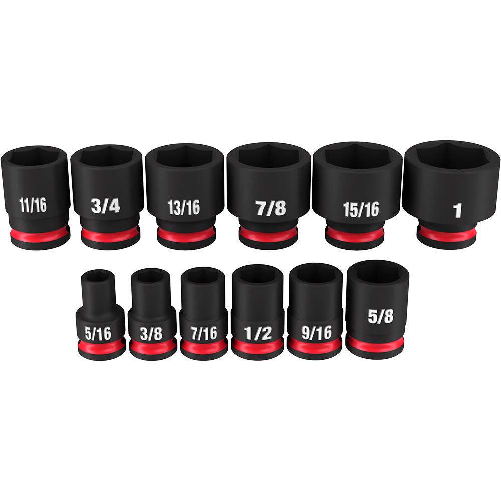 Milwaukee Impact Socket 3/8″ Drive SAE Standard 6 Point 12pc - Ascmtools